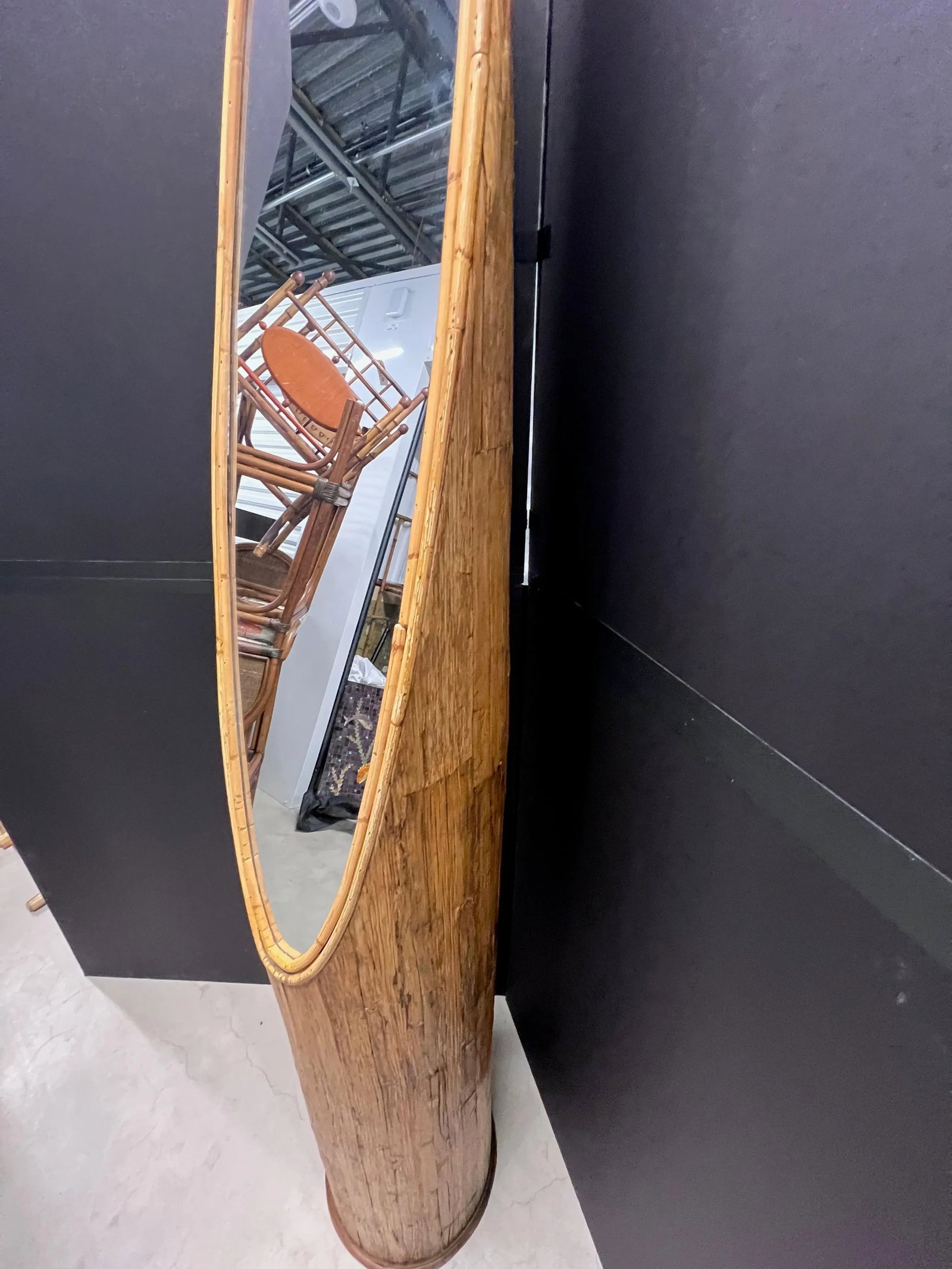 Rattan/Bamboo Lipstick Floor Mirror - 5