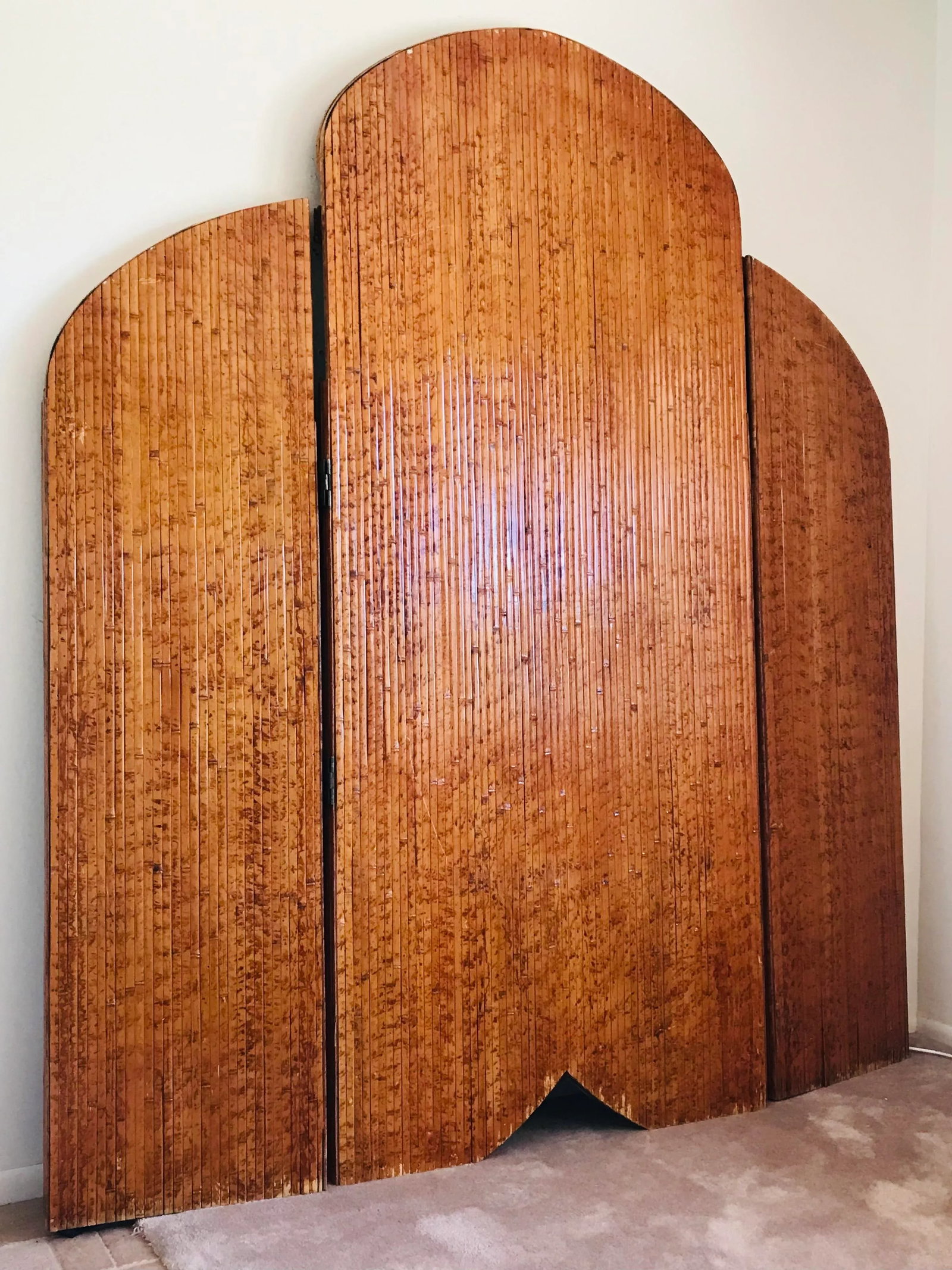 1970's Vivai Del Sud Pencil Reed Rattan Mirrored Screen - 11