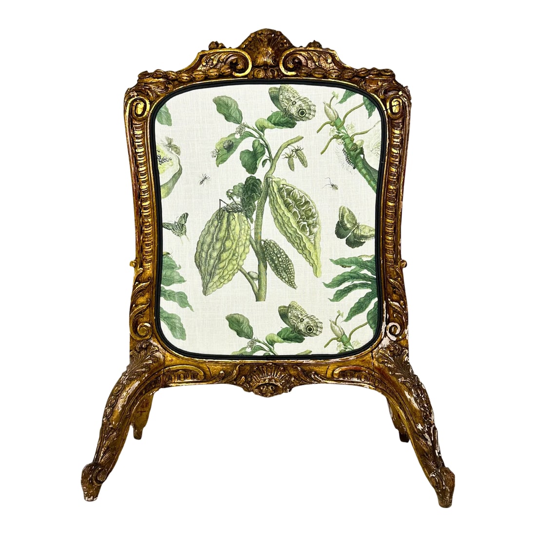 Antique French 19th Century Carved Fire Screen Upholstered in Gaston Y Daniela Linen (1 of 11)