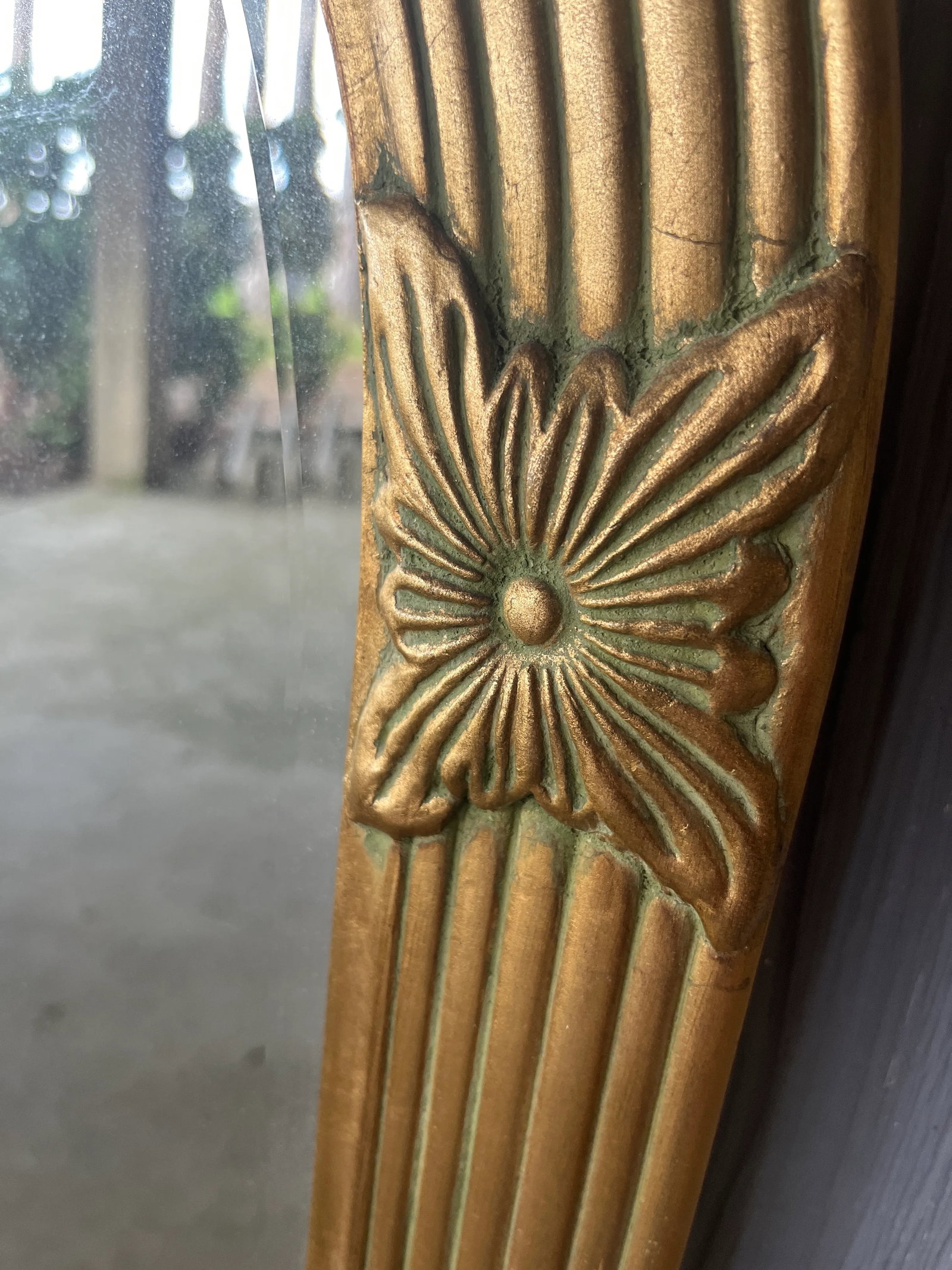 1950's Hollywood Regency Arched Gold Carved Wood Mirror - 4