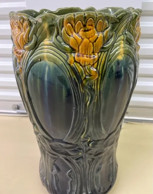 Antique Art Nouveau Majolica Umbrella Stand - 3