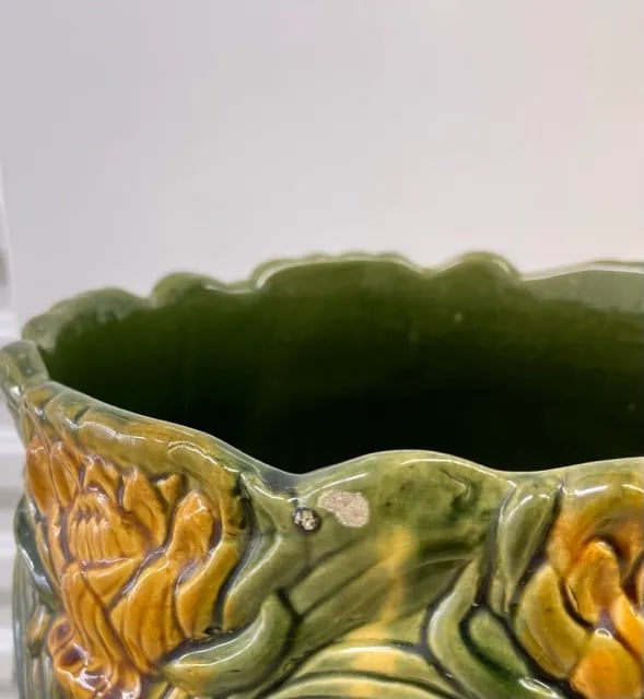 Antique Art Nouveau Majolica Umbrella Stand - 4