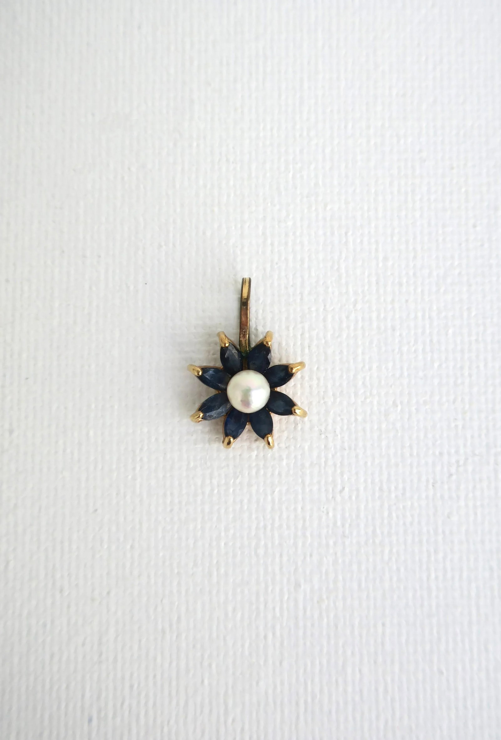 Pearl and Sapphire 14 Karat Gold Charm Pendant - 3