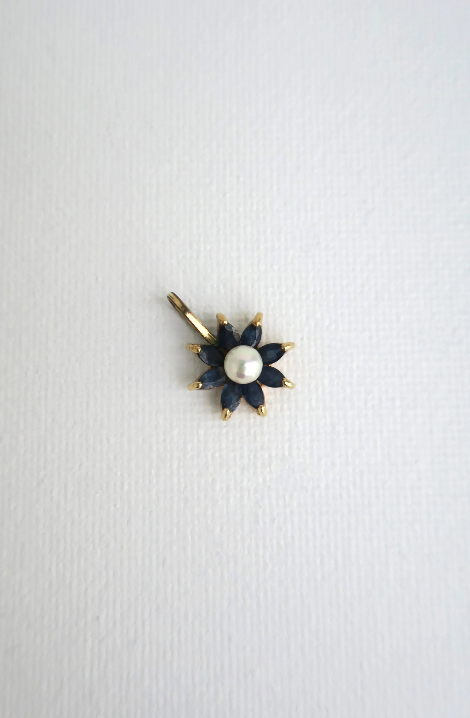 Pearl and Sapphire 14 Karat Gold Charm Pendant - 4