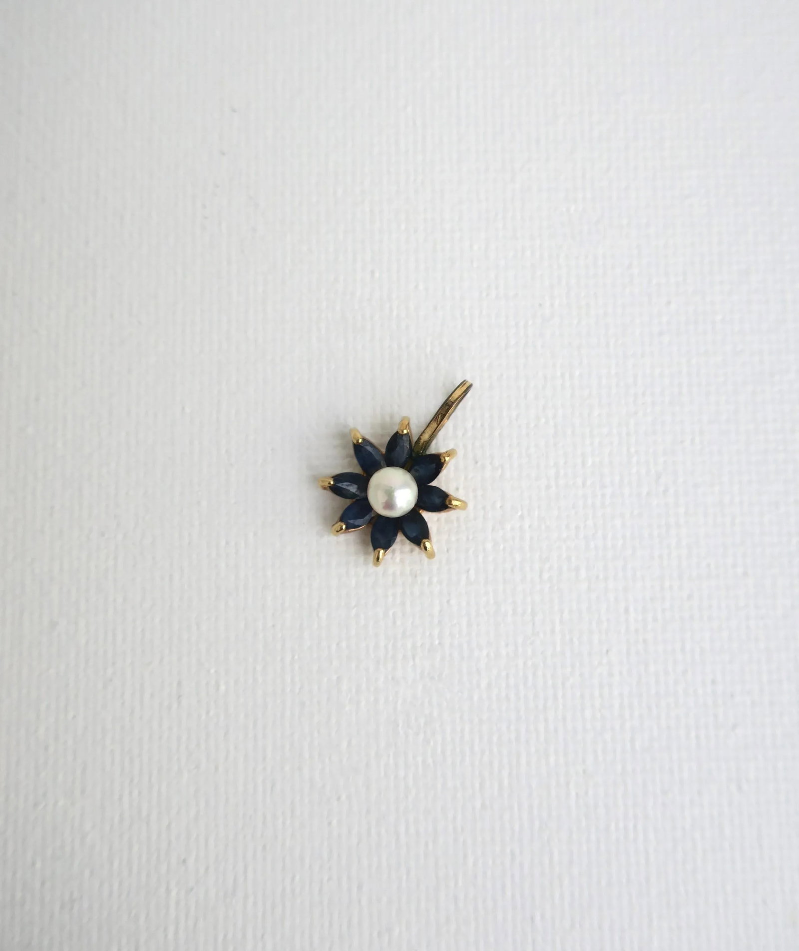 Pearl and Sapphire 14 Karat Gold Charm Pendant - 6