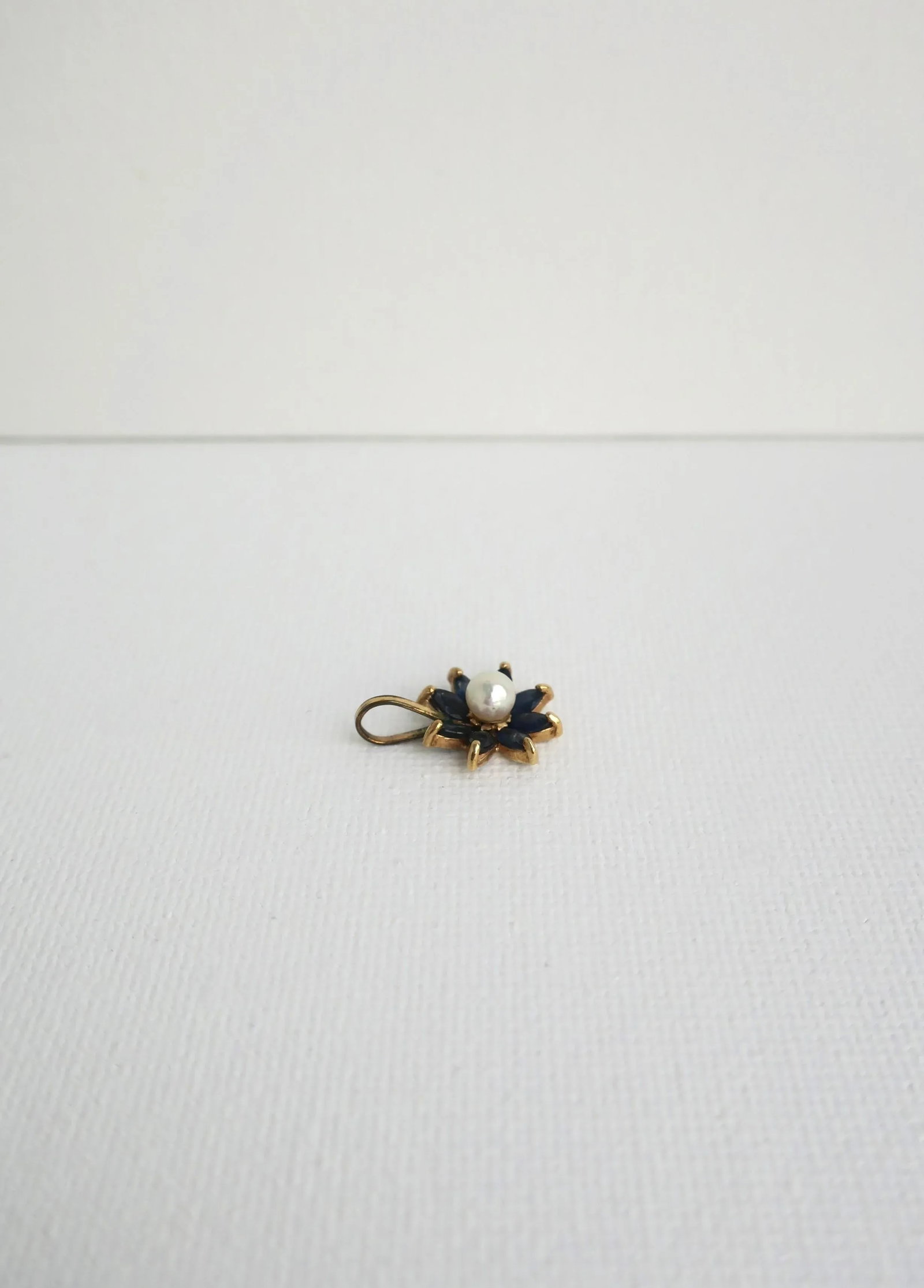 Pearl and Sapphire 14 Karat Gold Charm Pendant - 7