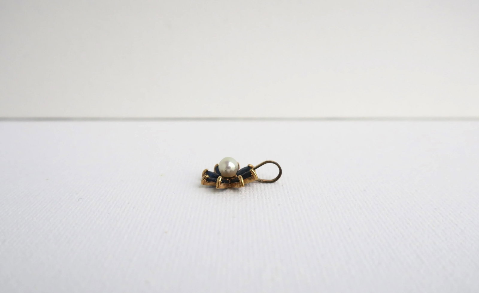 Pearl and Sapphire 14 Karat Gold Charm Pendant - 8