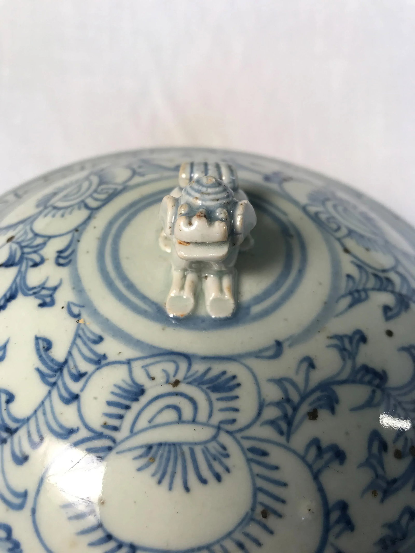 Tongzhi Era C.1870 Foliate Decoration Covered Porcelain Ginger Jar, Iron Handles on the Sides and Fo - 2