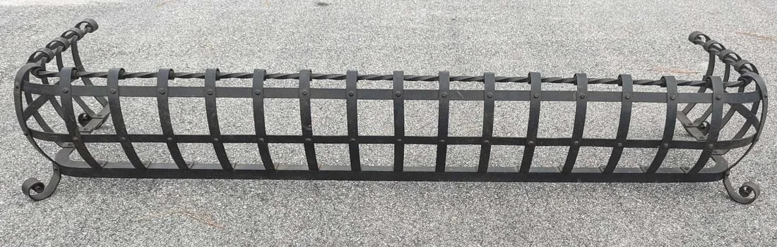Vintage Scroll Wrought Iron Fireplace Fender Large - 11