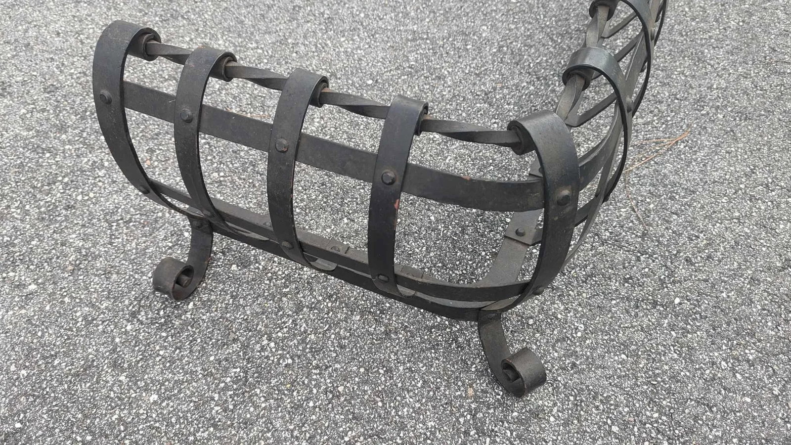 Vintage Scroll Wrought Iron Fireplace Fender Large - 3