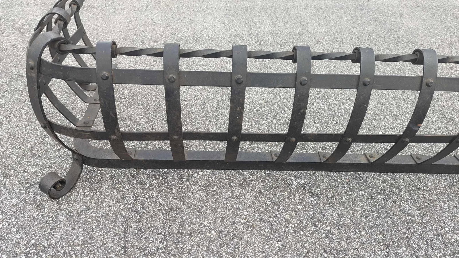 Vintage Scroll Wrought Iron Fireplace Fender Large - 4