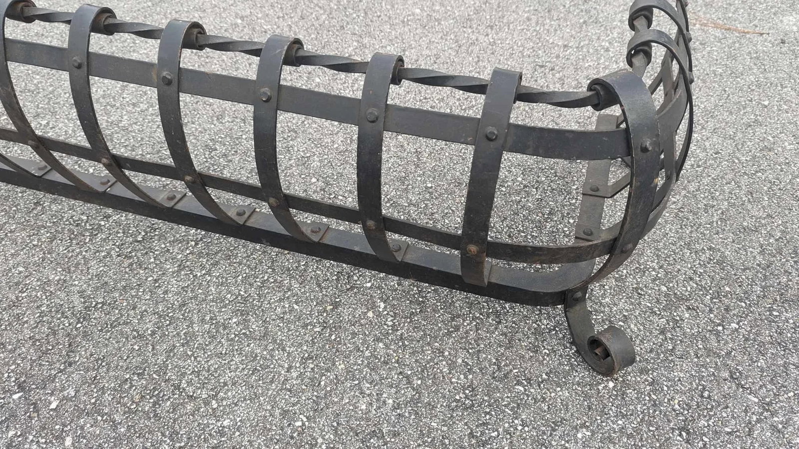 Vintage Scroll Wrought Iron Fireplace Fender Large - 6