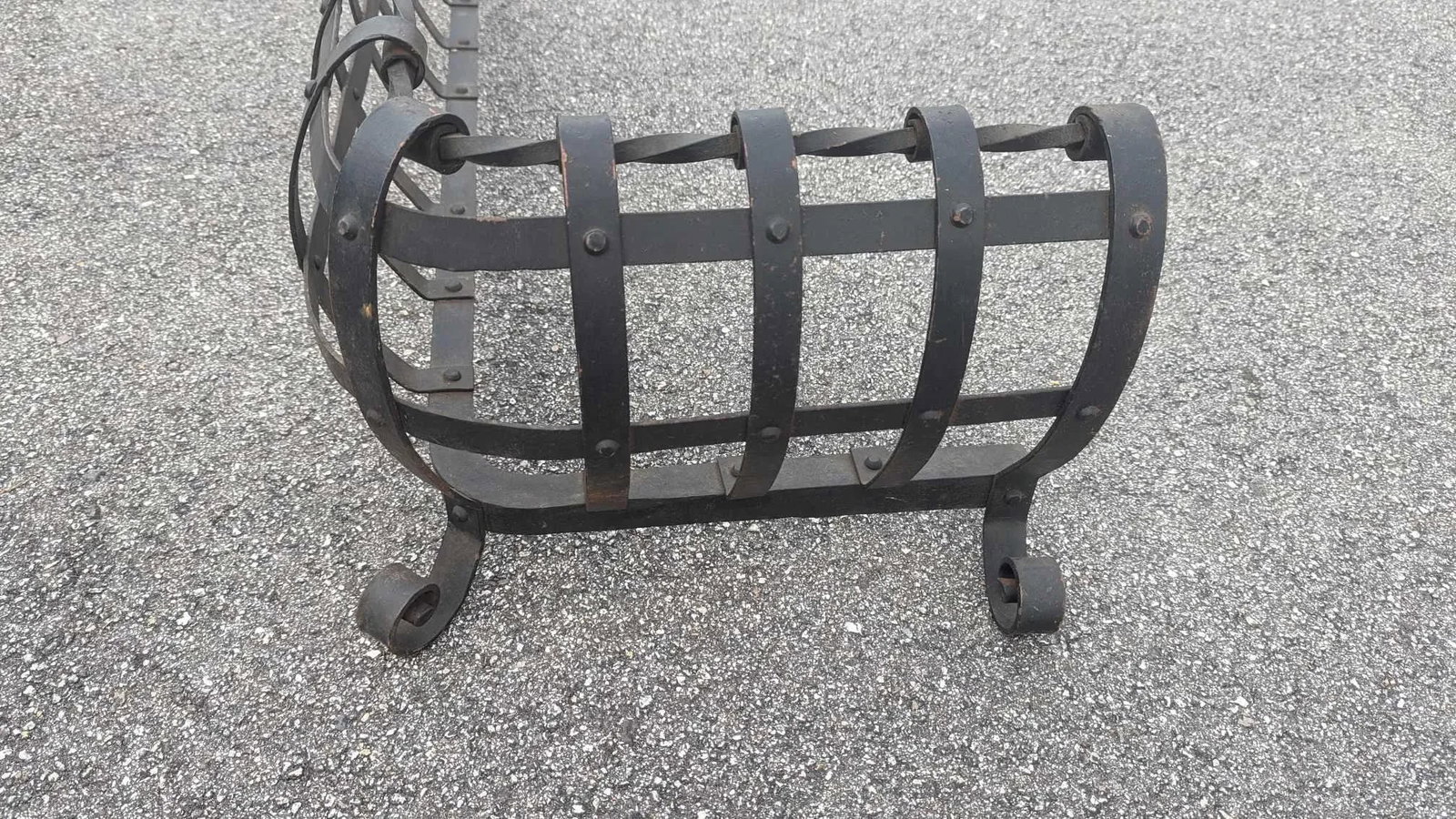 Vintage Scroll Wrought Iron Fireplace Fender Large - 7
