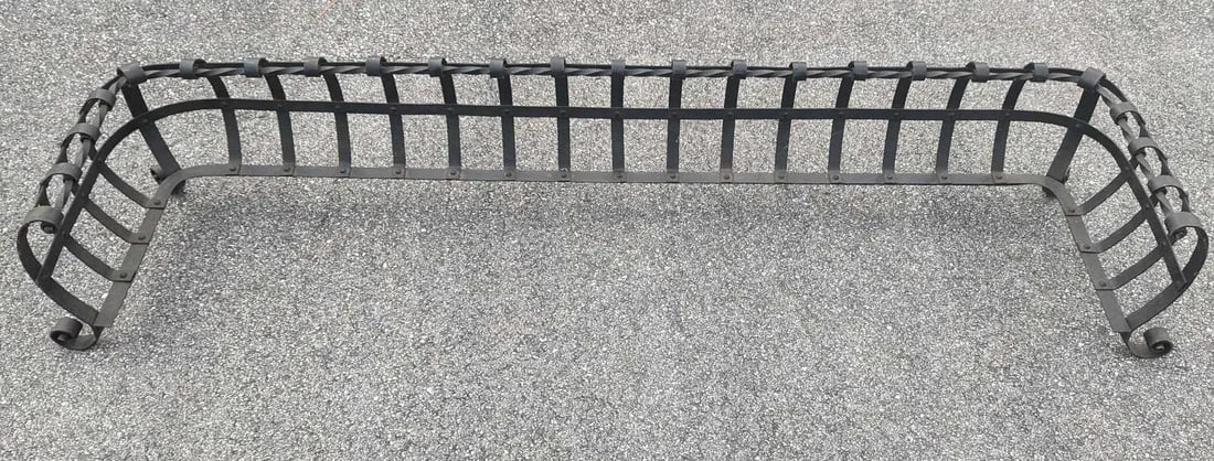 Vintage Scroll Wrought Iron Fireplace Fender Large - 8