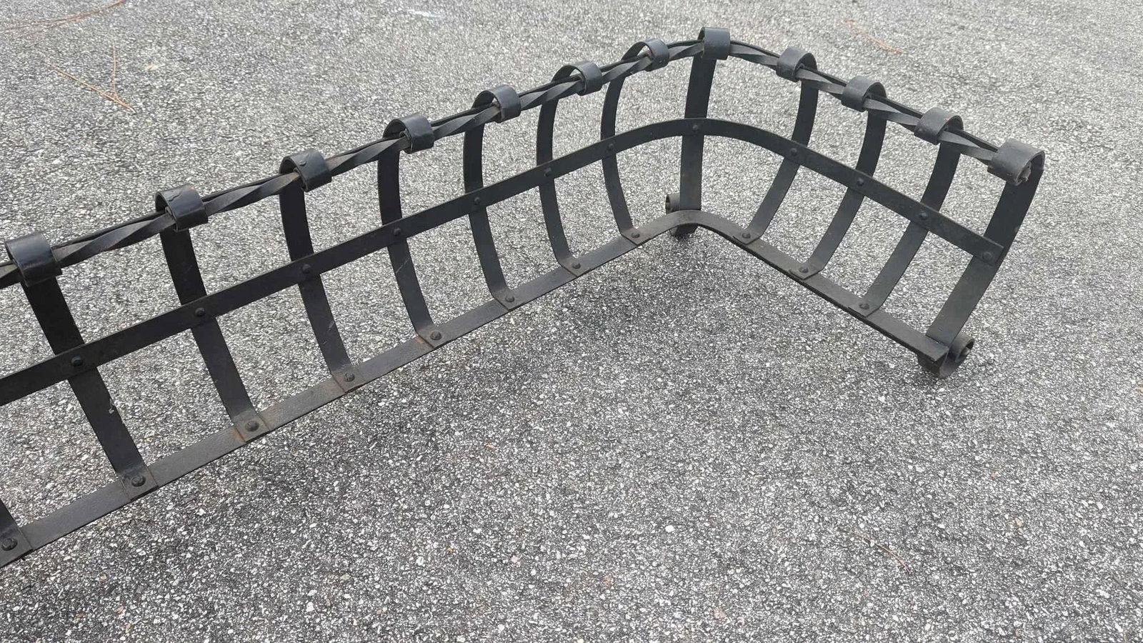 Vintage Scroll Wrought Iron Fireplace Fender Large - 9