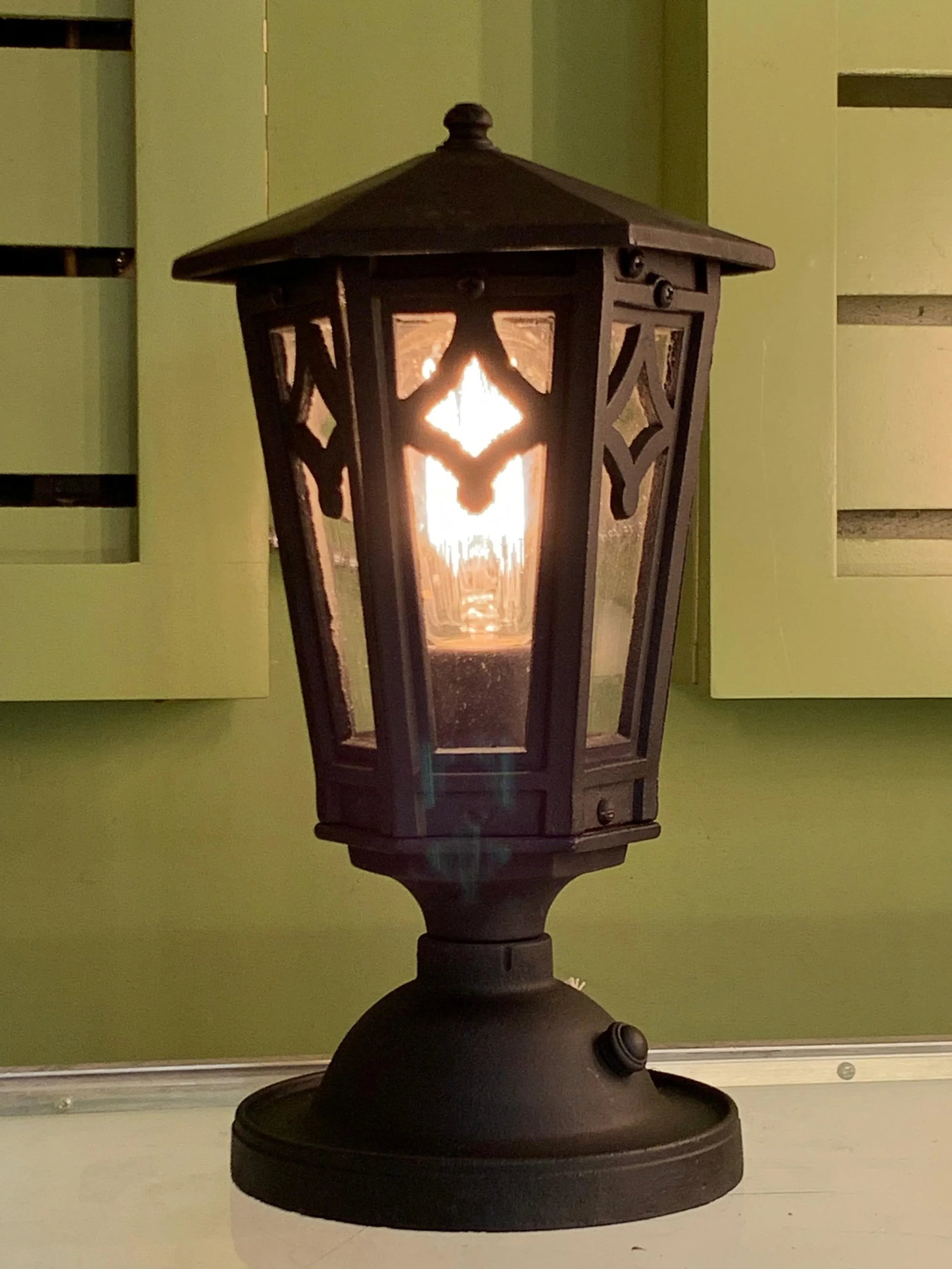 1920s Black Outdoor Post Lantern - 2