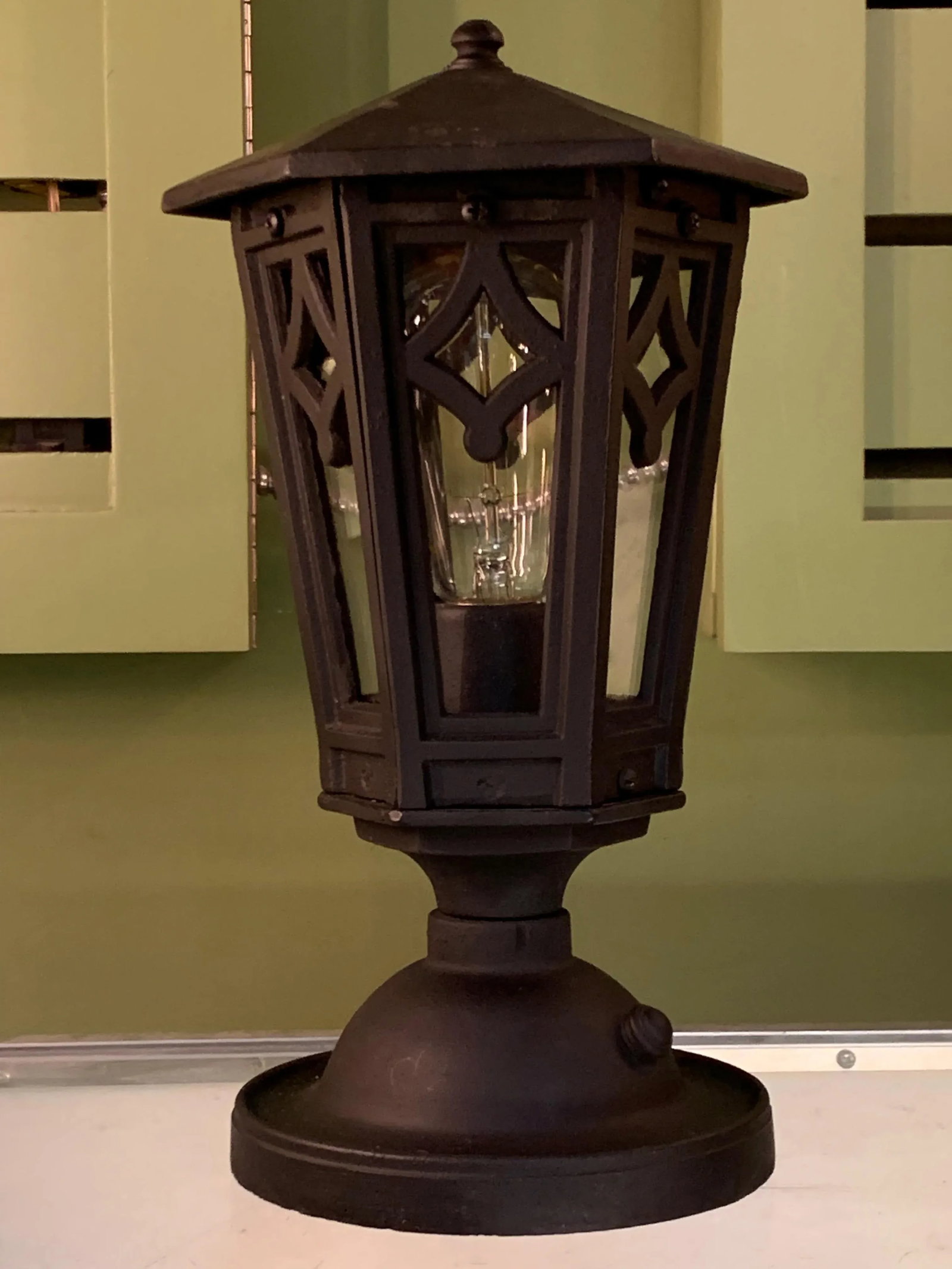 1920s Black Outdoor Post Lantern - 5