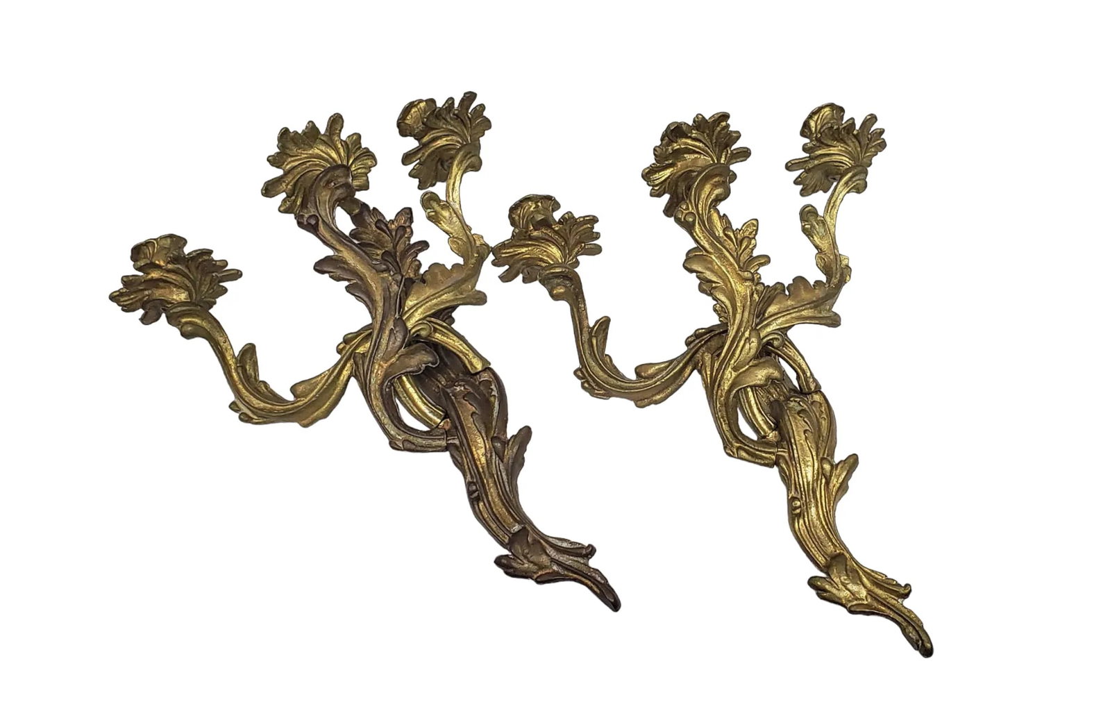 Bronze Louis XV Style Three Candle Sconces - A Pair - 2