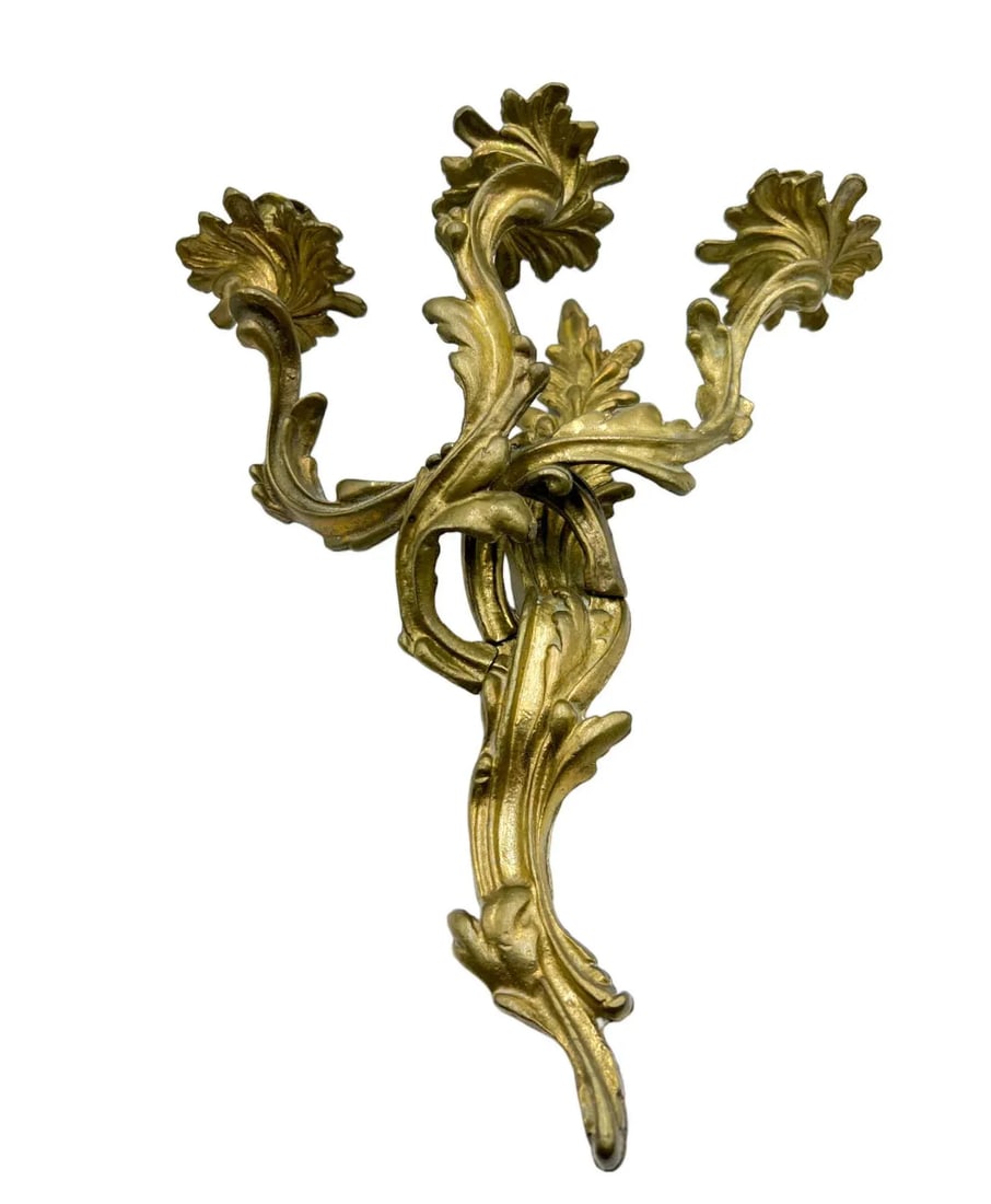 Bronze Louis XV Style Three Candle Sconces - A Pair - 3