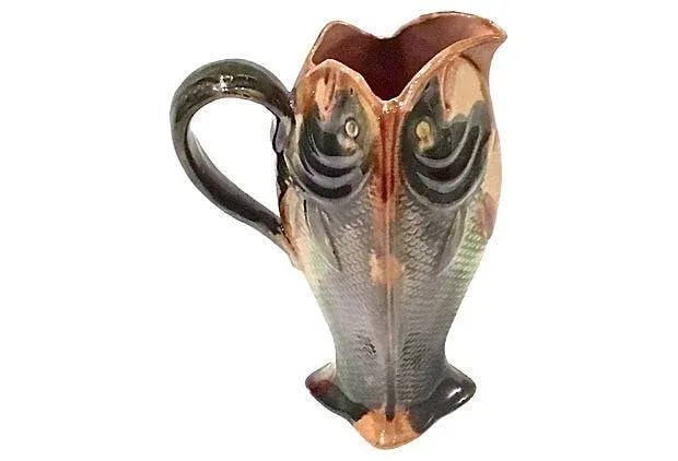 Antique English Majolica Fish Pitcher - 2