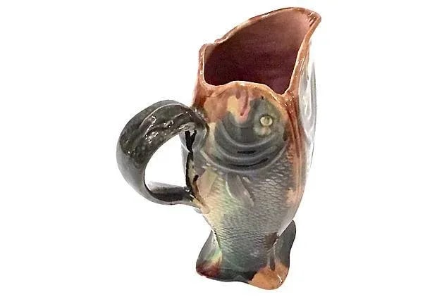 Antique English Majolica Fish Pitcher - 3