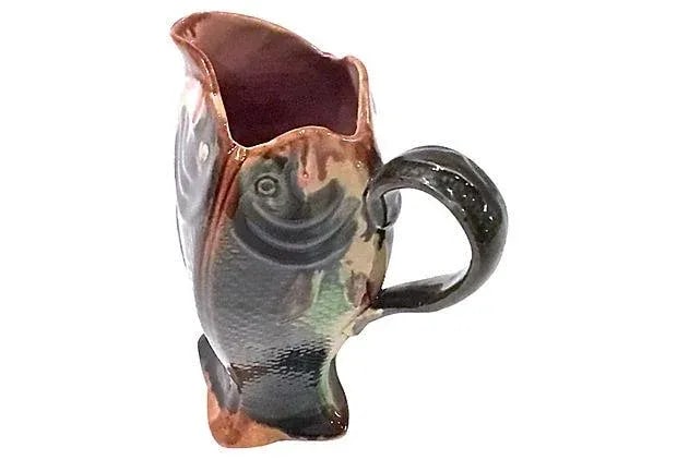 Antique English Majolica Fish Pitcher - 4