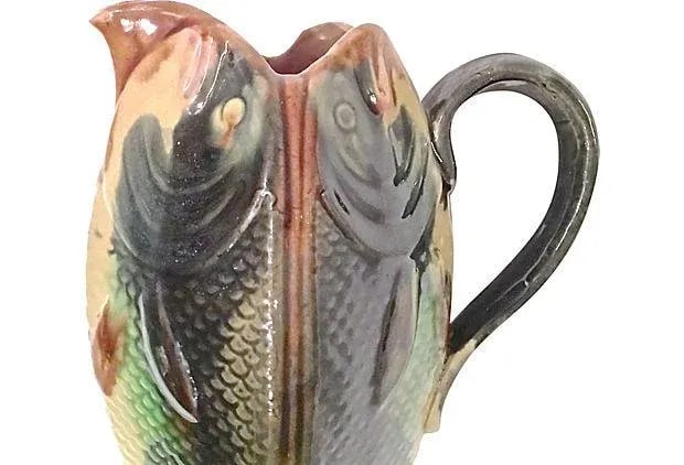 Antique English Majolica Fish Pitcher - 5
