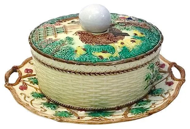 Antique Majolica French Green Tureen - 11