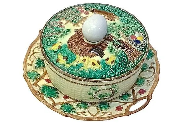 Antique Majolica French Green Tureen - 2