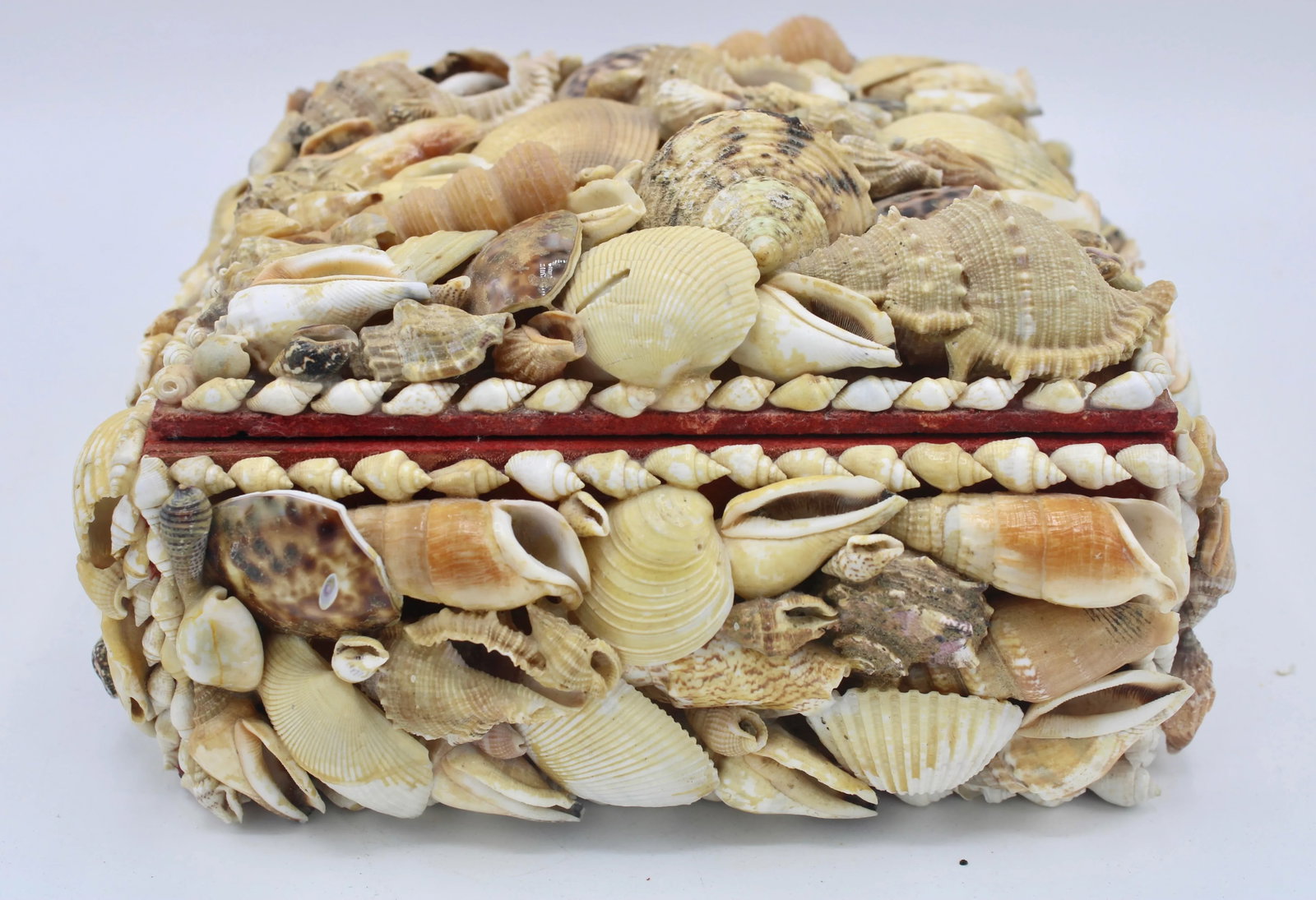 Large Vintage Seashell Encrusted Jewelry Box - 12