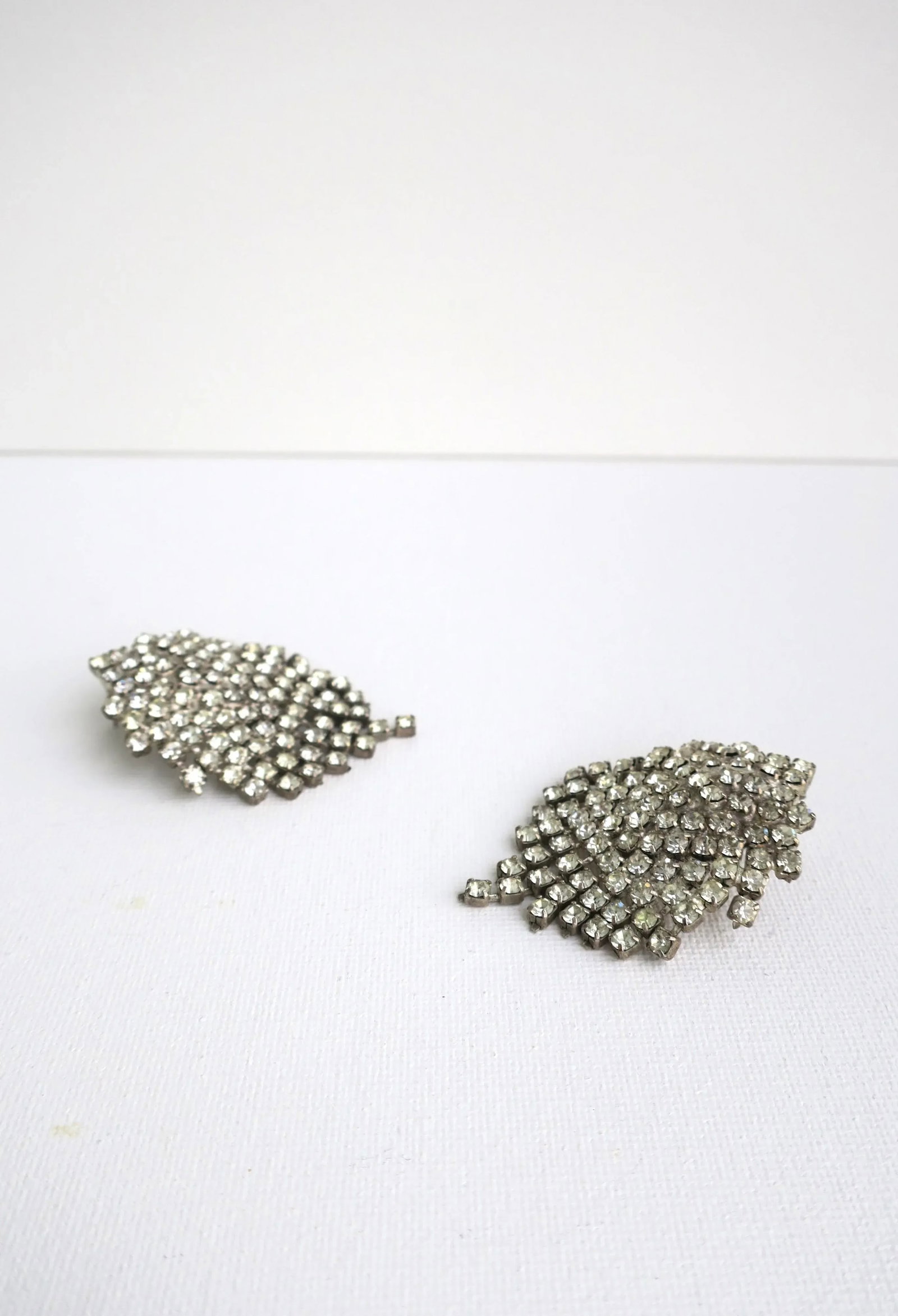 Vintage Faux Diamond Rhinestone Earrings - 2 Pieces - 10
