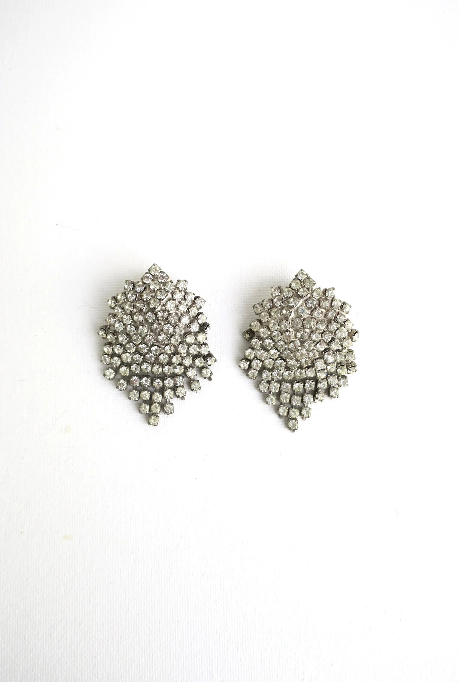 Vintage Faux Diamond Rhinestone Earrings - 2 Pieces - 2