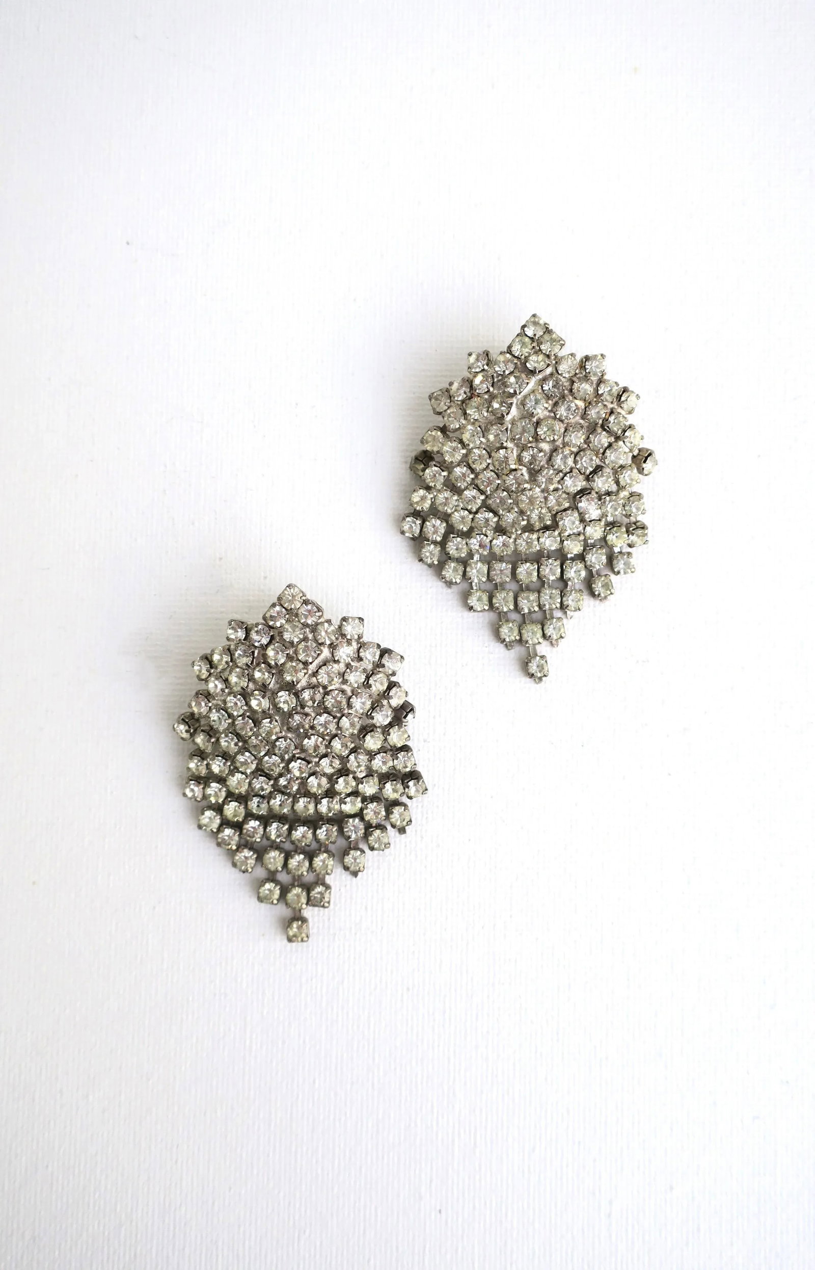 Vintage Faux Diamond Rhinestone Earrings - 2 Pieces - 4