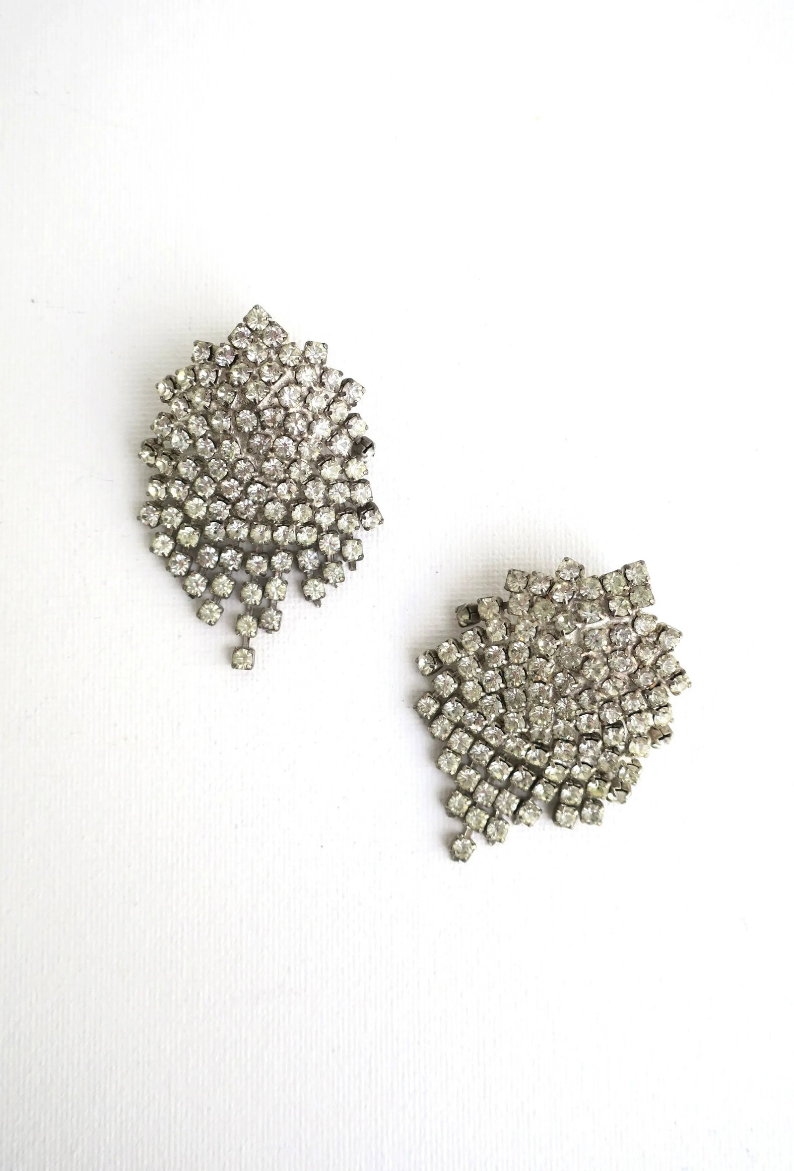 Vintage Faux Diamond Rhinestone Earrings - 2 Pieces - 6