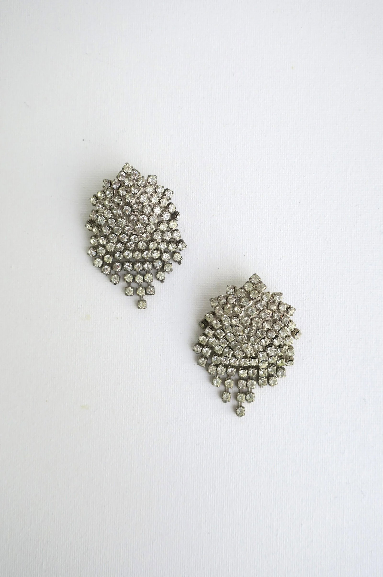 Vintage Faux Diamond Rhinestone Earrings - 2 Pieces - 8