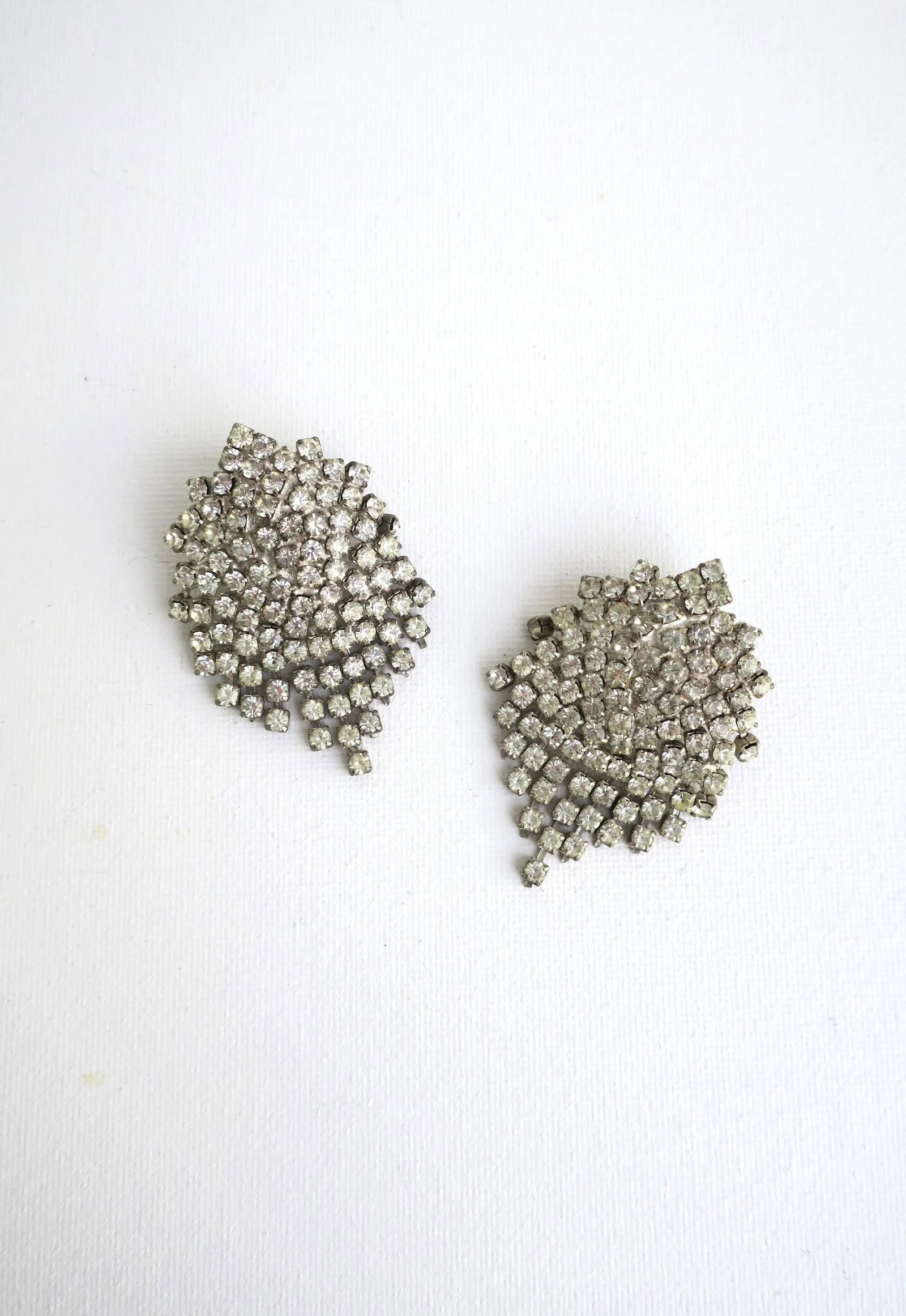 Vintage Faux Diamond Rhinestone Earrings - 2 Pieces - 9