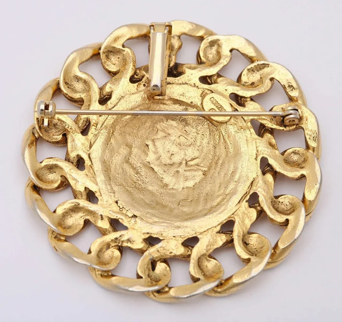 1980s Large Coin Brooch or Pendant by Graziano - 3