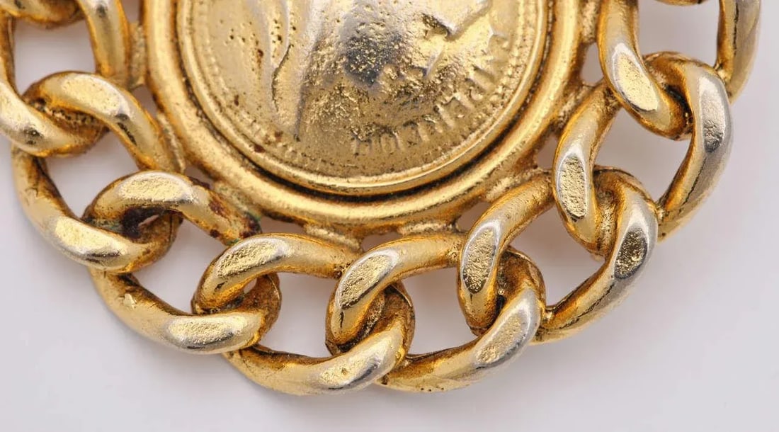 1980s Large Coin Brooch or Pendant by Graziano - 5