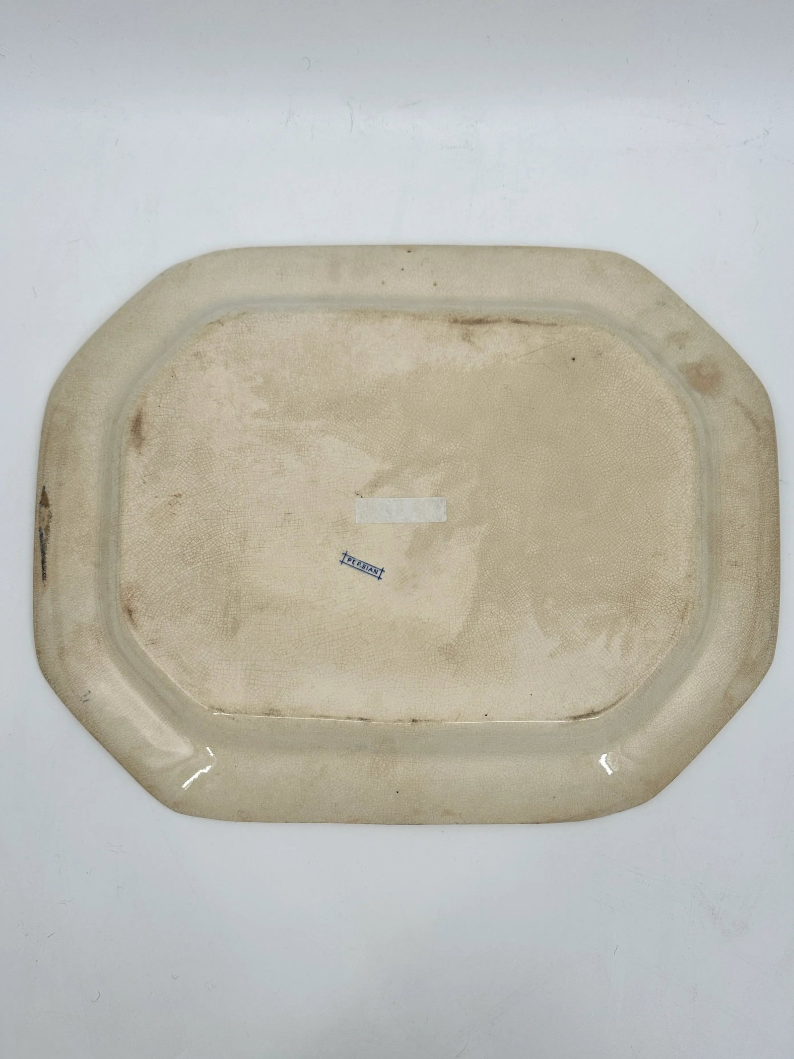 Antique Persian Serving Platter Blue Floral - 8