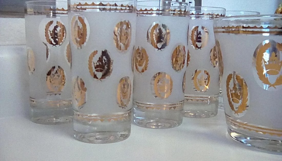 1960's Mid-Century Modern G. Reeves Drinking Glasses and Ice Bucket- 9 Piece Set - 3