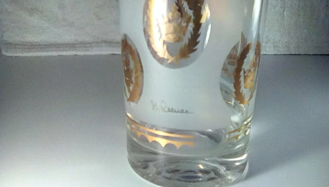 1960's Mid-Century Modern G. Reeves Drinking Glasses and Ice Bucket- 9 Piece Set - 8