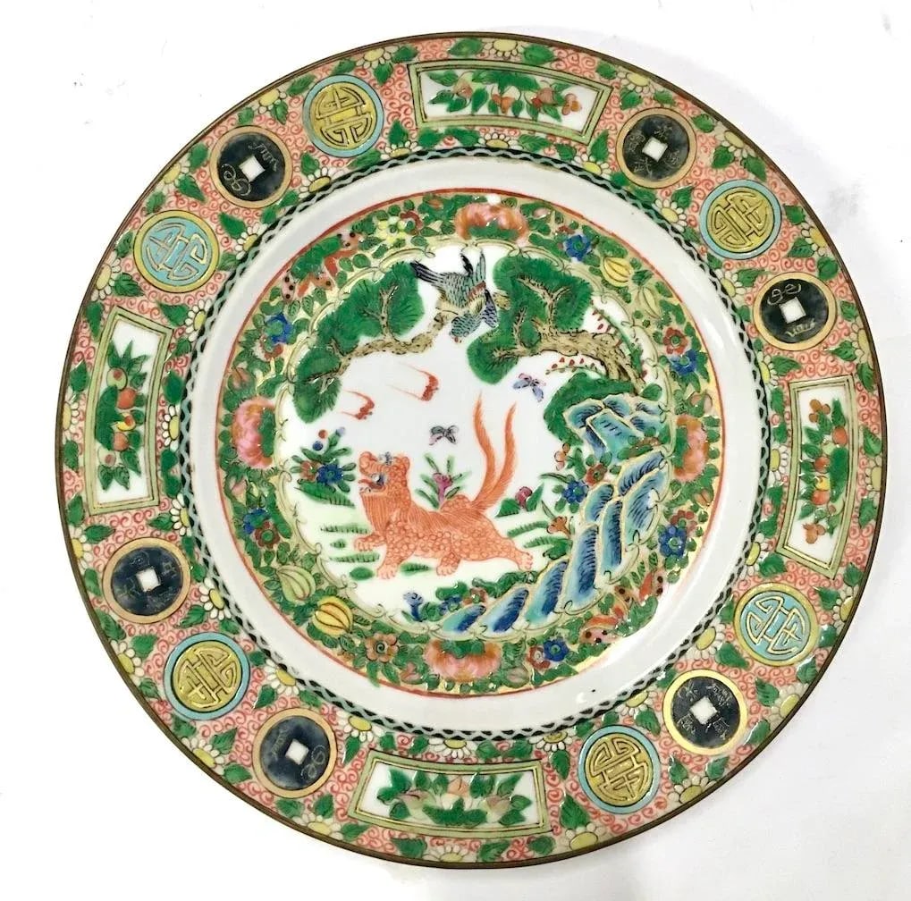 Antique Chinese Famille Rose Dinner Plates,S/6 - 4