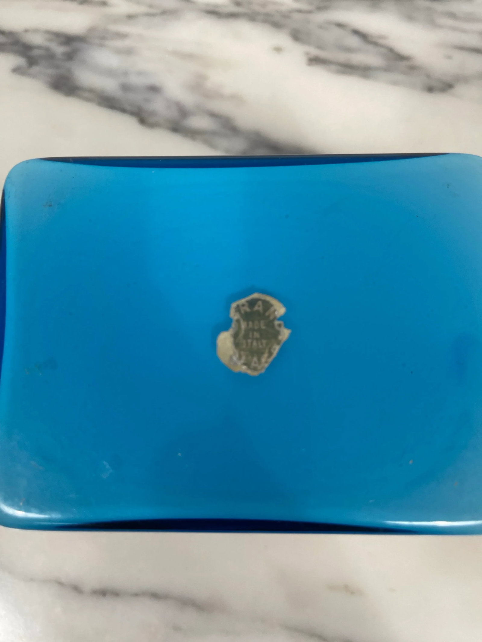 1950s Modern Murano Blue Art Glass Ormulo Brass Casket Box - 8