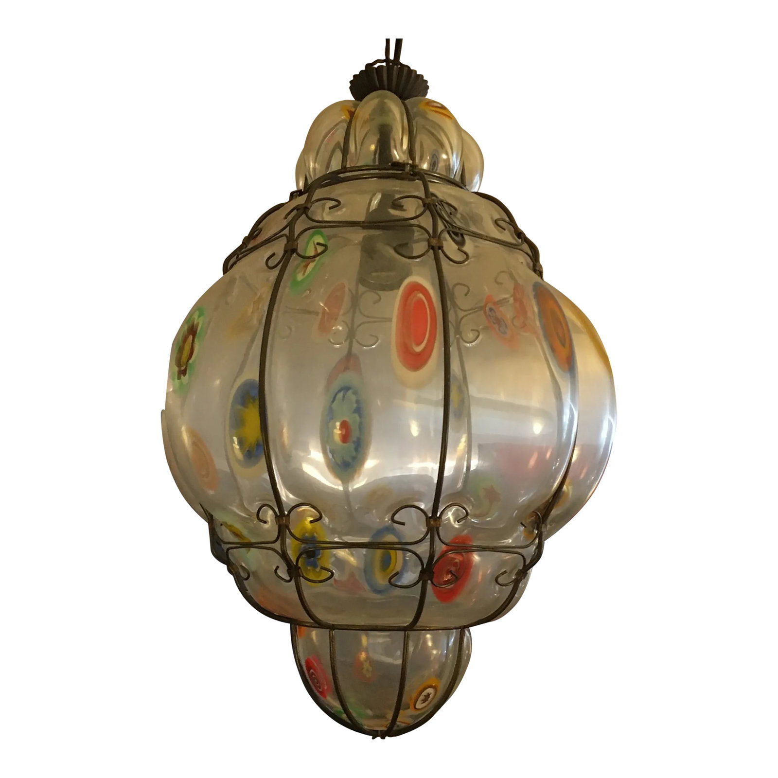 Italian Millefiori Handblown Murano Glass Hanging Light Fixture/ Chandelier (1 of 12)