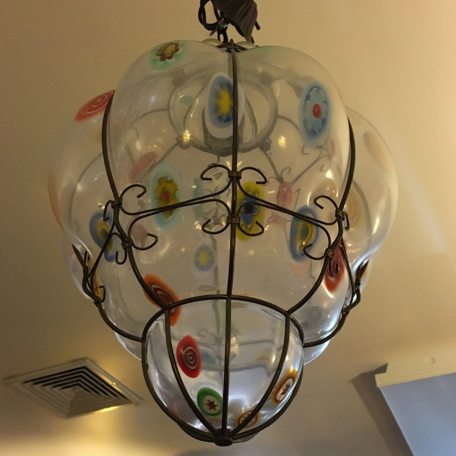 Italian Millefiori Handblown Murano Glass Hanging Light Fixture/ Chandelier - 2