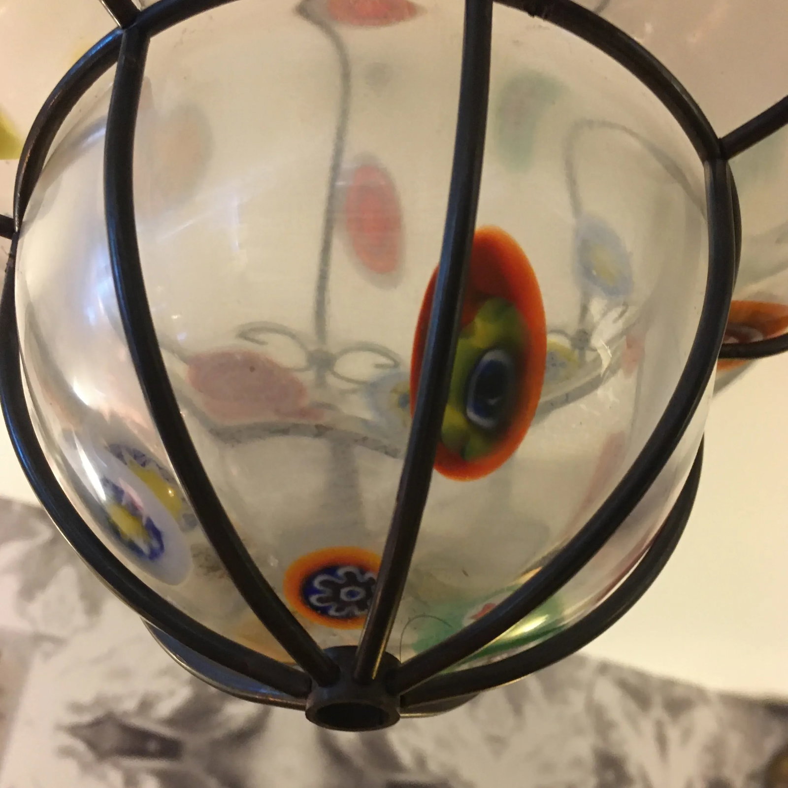 Italian Millefiori Handblown Murano Glass Hanging Light Fixture/ Chandelier - 5