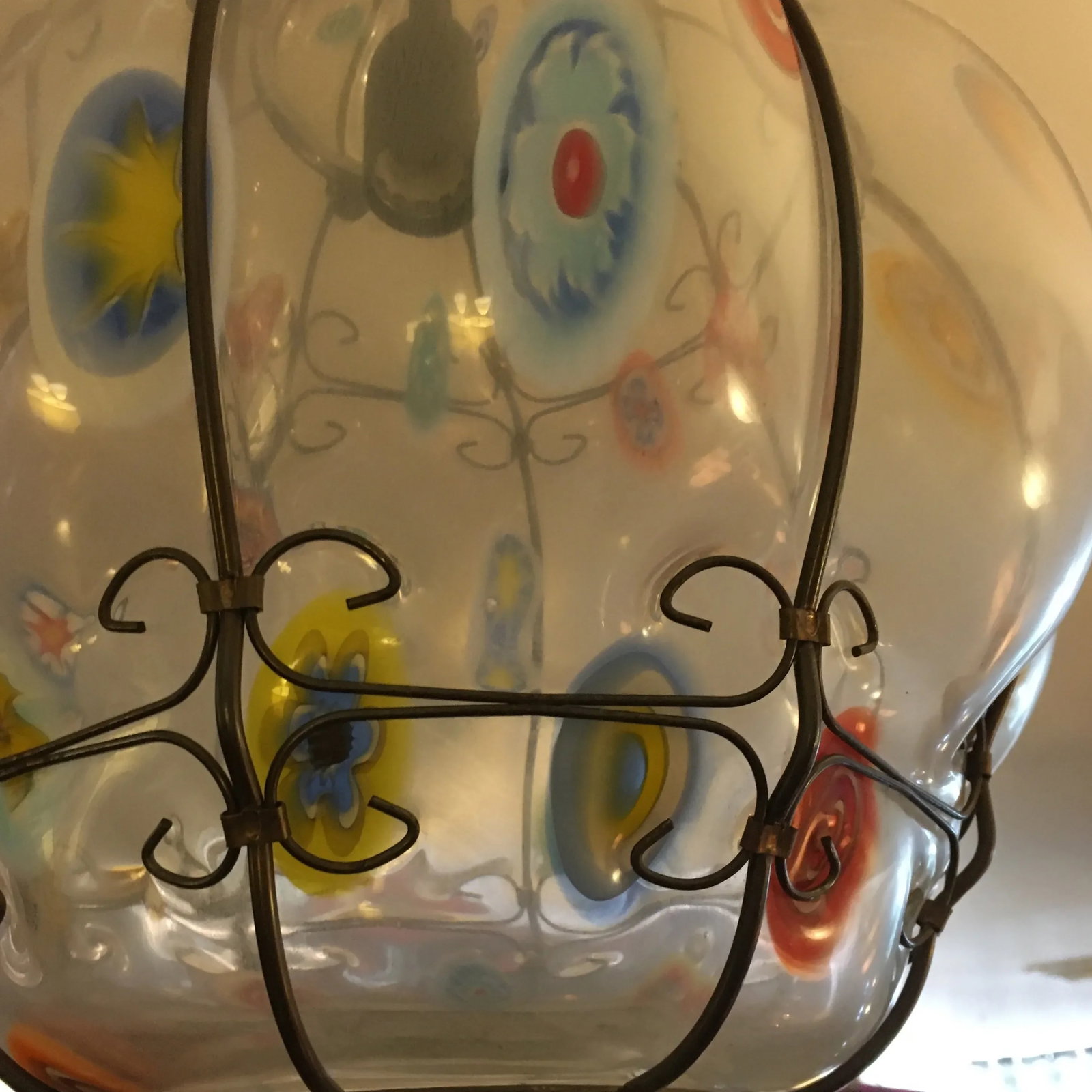 Italian Millefiori Handblown Murano Glass Hanging Light Fixture/ Chandelier - 7