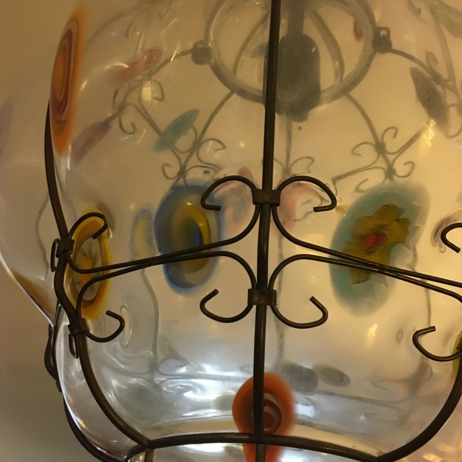 Italian Millefiori Handblown Murano Glass Hanging Light Fixture/ Chandelier - 8