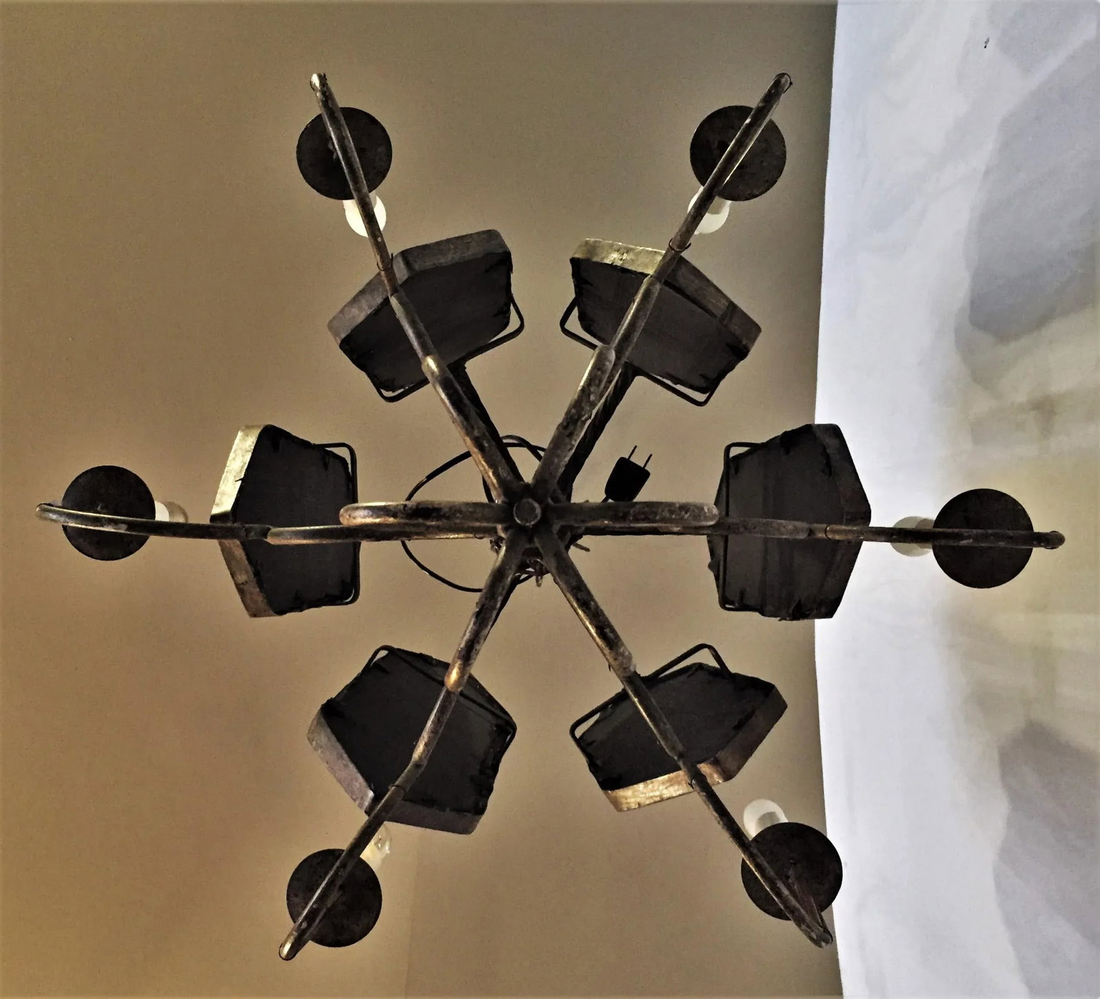 Italian Wrought Iron Mirror 6-Light Chandelier - 9