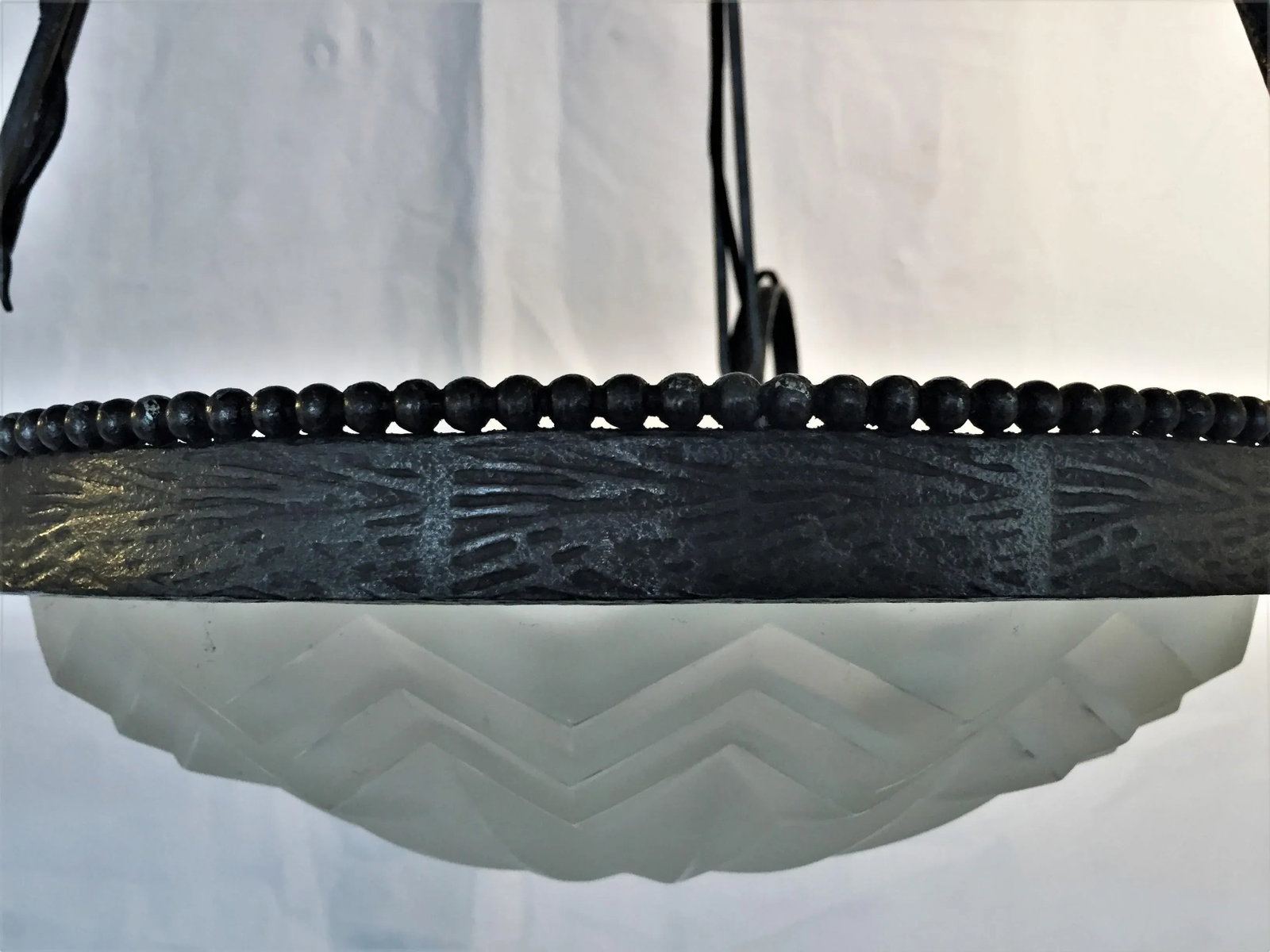 Degue French Art Deco Wrought Iron Chandelier - 3